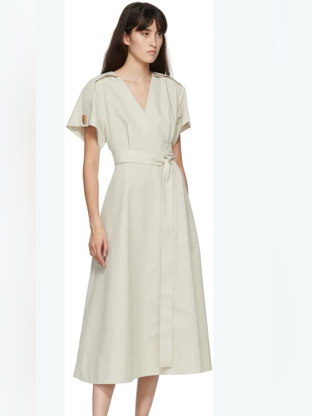 Phillip lim Women’s beige Wrap Midi Dress with Tie Waist